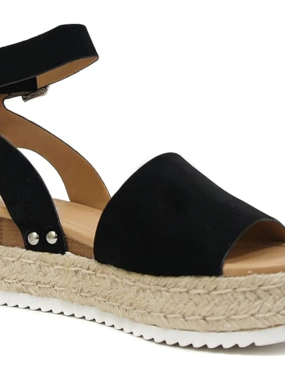 Soda Black Espadrille Platform Sandal with Ankle Strap